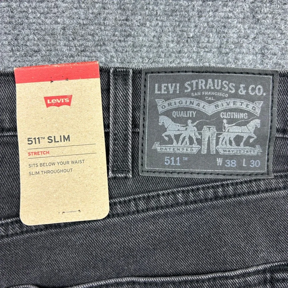 Levi's 511 Slim Jeans Mens 38x30 Black Stretch 5-Pocket Denim Pants